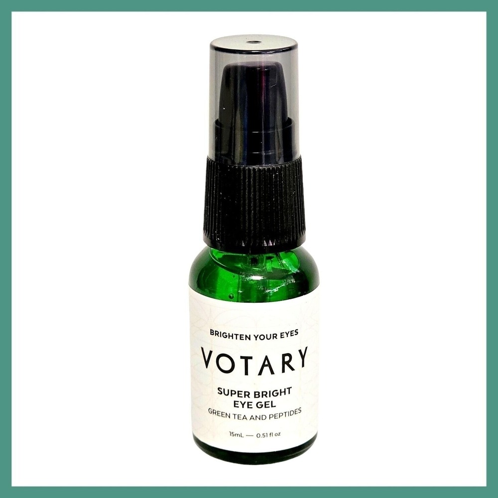 Votary Super Bright Eye Gel with Green Tea & Peptides .5 oz 15 ml Full Size New